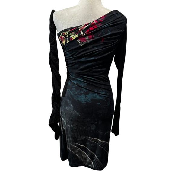 Save the Queen! Italy One-Shoulder Art Print Dress w/ Detachable Sleeve – Size S - Picture 3 of 7
